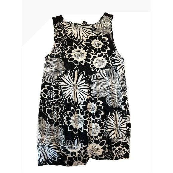 Cable & Gauge Black & White Floral Sleeveless Crochet Neck Top S Cottage Core - Picture 5 of 5